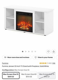 Furinno Jensen 55" TV Stand with Fireplace