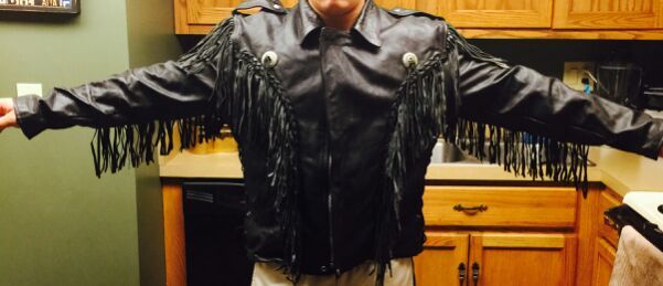 Leather fringe jacket