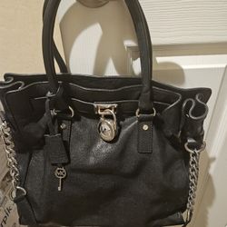 Michael Kors Black Leather Hamilton Purse Bag