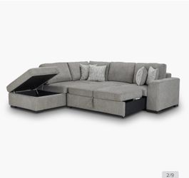 Blakely | Upholstered Living Room Fabric Left Bumper Sectional | Small | Gray