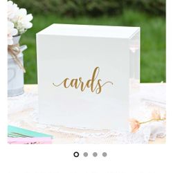Acrylic Wedding Card Box, White / Gold Print