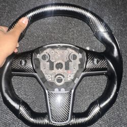 Carbon Fiber Wrapped Steering Wheel Tesla 