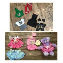 Assorted Build A Bear Outfits And Purple Sparkly Bear 