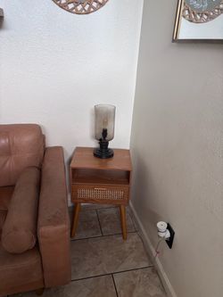 2 Wooden Nightstands w/ Cane Drawers