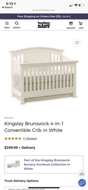 Munire Kingsley Brunswick 4 In 1 Convertible Crib In White For