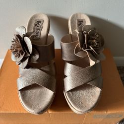 Korks Metallic Gold Rose Leather Holly Platform 