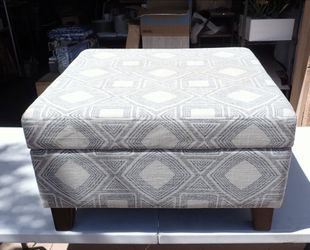 HomePop Luxury 28" Square Storage Ottoman - Gray Geometric, Large
