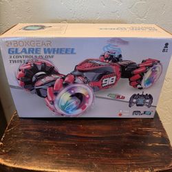BOXGEAR Glare Wheel RC Stunt Car – 3-in-1 Controls – Light-Up Wheels – NEW