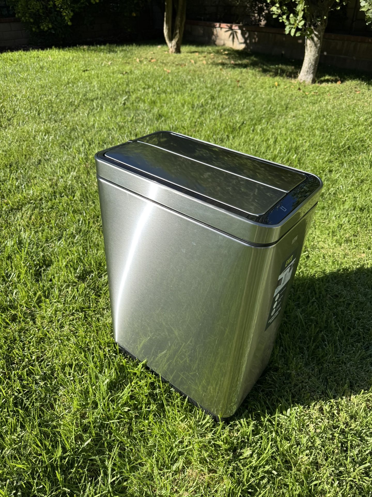 45 Liter / 11.9 Gallon Touchless Rectangular Motion Sensor Trash Can, Brushed Stainless Steel Finish Kitchen Trash Can Garbage Can 