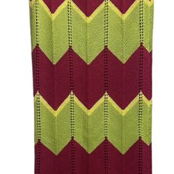 RESORT AKIRA GRENADA ISLAND Knit Midi Skirt M Fringe Multicolor Crochet Zig Zag