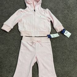 Ralph Lauren Size 9 Months Pink Velour 2 Piece Set - New With Tags