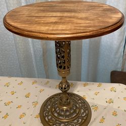 Brass/wood side table