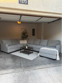 Large Light Gray Sectional Couch