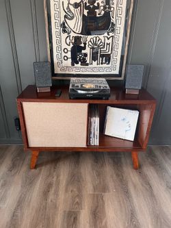 Mid-Century Modern Walnut Record Console / TV Stand