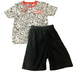 Q7 Athletic Boys SZ 5/6  2 Piece Set Shorts shirt Black White