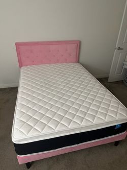 Full Size Mattress + Pink Bed Frame Set