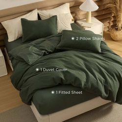 @Bedsure Cotton Waffle Duvet Cover Set Olive green size:full/double