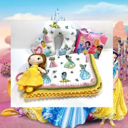 Disney Princesses Crochet Baby Blanket Gift Set