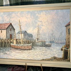 Jacques Petit Nautical Framed Lithograph Wall Art Decor 29.5” x23.5” Item#124