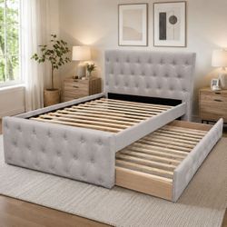 twin bed frame with twin trundle