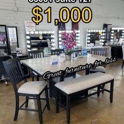 6 PCs Dining Table Set Include Table 4 Chairs And Bench Brand New