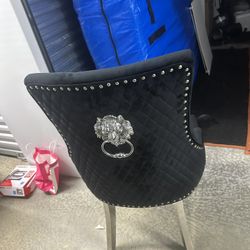 Velvet Dining Chairs Set of 2, Upholstered Tufted Nailhead Dining Room Chairs with Stainless Steel Legs and Lion Head Pull Ring, Wingback Kitchen Chai