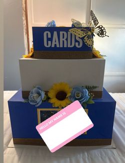3-Tier Wedding Card Box with Flowers