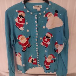 A 1980's  Original Ugly Womens Christmas Cardigan Sweater From Jack Be Quick