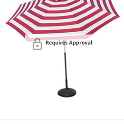 9 ft Patio Umbrella red white stripes new
