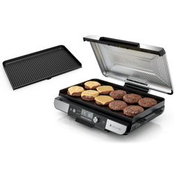 Ninja Sizzle Pro XL 20-Inch Indoor Griddle + Grill, Detachable Ventilated Lid, Grease Control, Ceramic Nonstick Plates, Even Edge Cooking, Extra Large