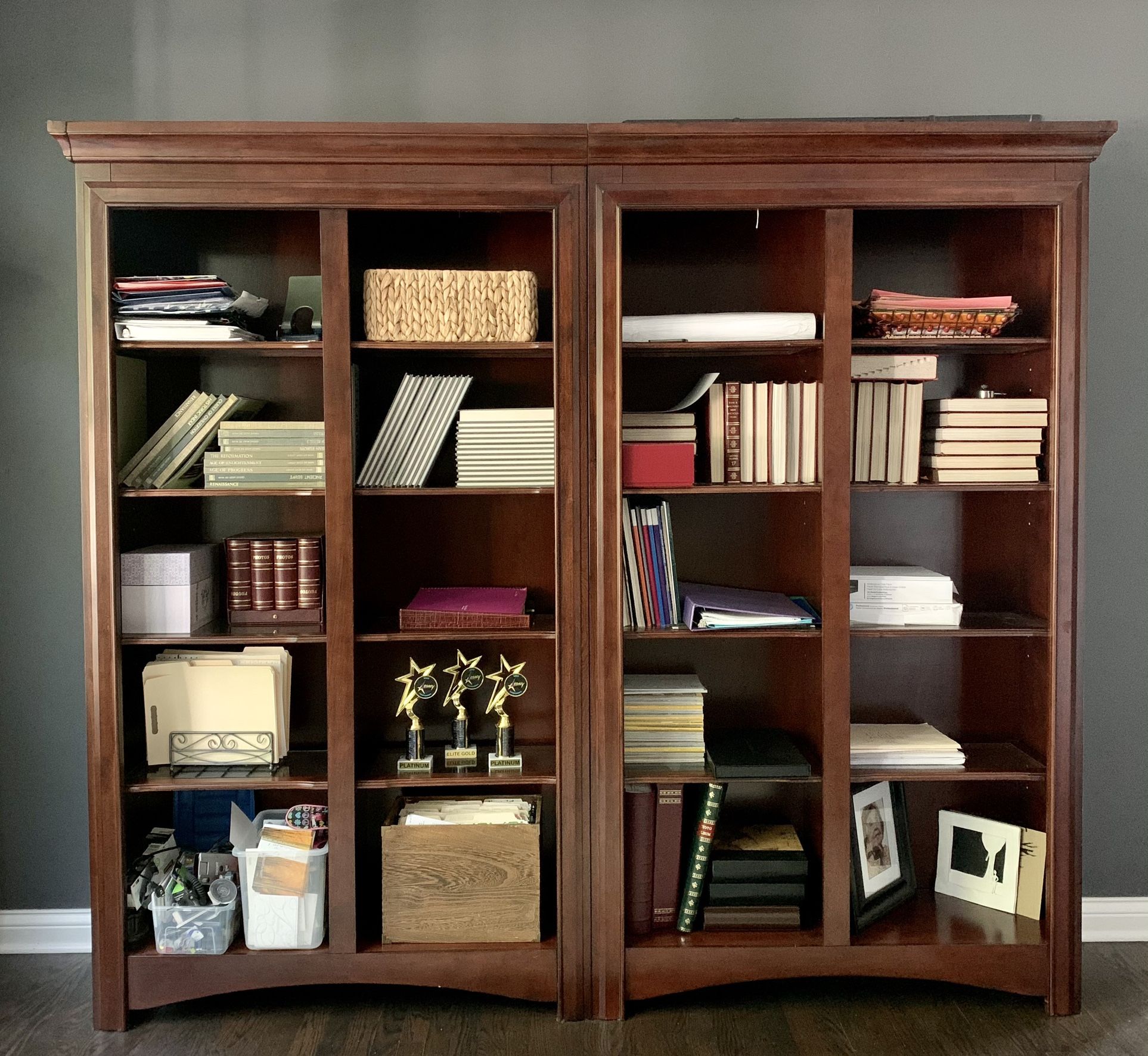 Gorgeous Set Of 2 Solid Wood Bookcases