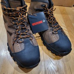 Wolverine Men’s Hudson Steel-Toe Work Leather Boot Size 11.5 X-Wide Brown Black 