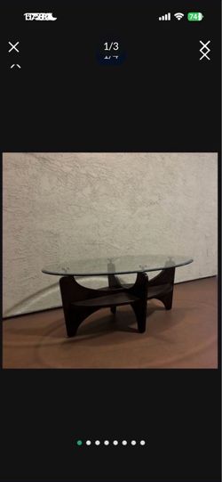 One Oval Heavy Solid Wood Coffee Table with 50”x30.25” Beveled Glass
