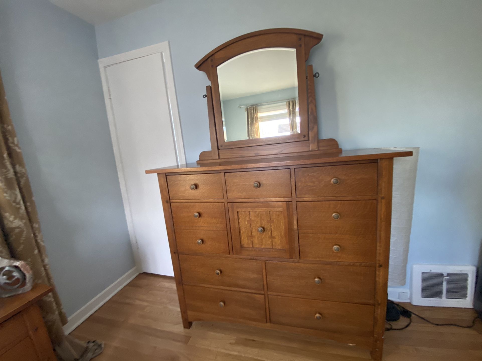 Thomasville Impressions Antique & Mission Style Dresser, Mirror and Side table