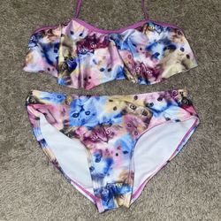 OP Ocean Pacific Little Girls Cat Print Bikini Set Size Medium (7-8)