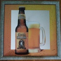 Coors Beer Picture Bottle Mug Frame Vintage Barware Mancave Decor