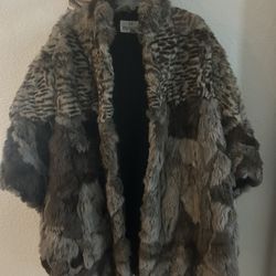 Fur Cape Coat Sz L XL XXL overcoat Jacket REAL festival Party NEW YEARS EVE