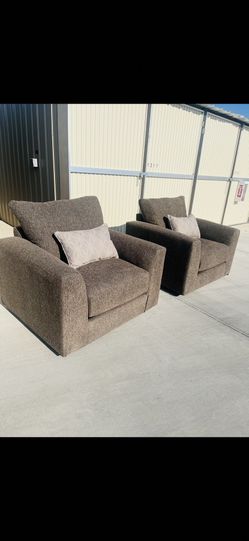 2 New Oversized Swivel Chairs - Cocoa