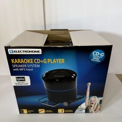 Electrohome Karaoke CD+G Player System Black MP3 Input 2 Mic Inputs Microphone