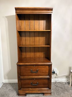 Solid Wood Bookcase Cabinet with two drawer File Storage – good Condition