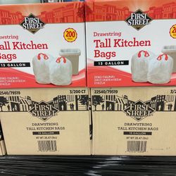 First Street 13 Gallon Drawstring Tall Kitchen Bags