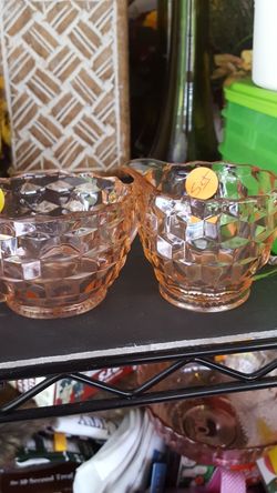 Old rose color creamer and sugar