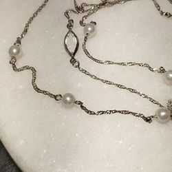 Sterling Silver 3-Strand Pearl Necklace Avon