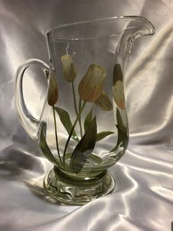 Princess house cottage tulip #6414 crystal pitcher