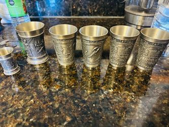 Vintage cup set of 6- German Engraved