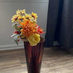 Artificial Flower and Glass Vase