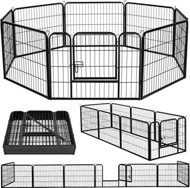 Dog Playpen Outdoor, 8 Panels Heavy Duty Metal Dog Pen, Pet Fence for Large/Medium/Small Dogs, with Doors Foldable Metal Dog playpen 24x31