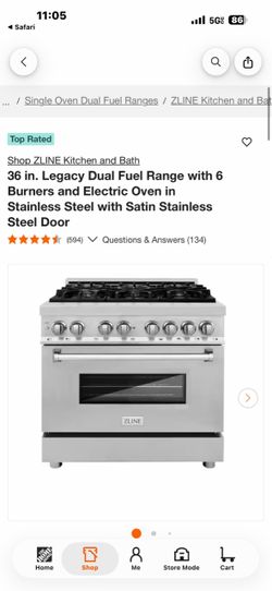 Shop ZLINE Kitchen and Bath 36 in. Legacy Dual Fuel Range with 6 Burners and Electric Oven in Stainless Steel with Satin Stainless Steel Door