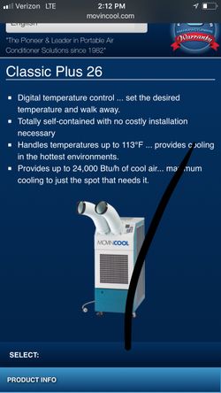 Moving cool classic plus 26 air conditioning units