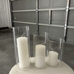 White Candles W/ Vases